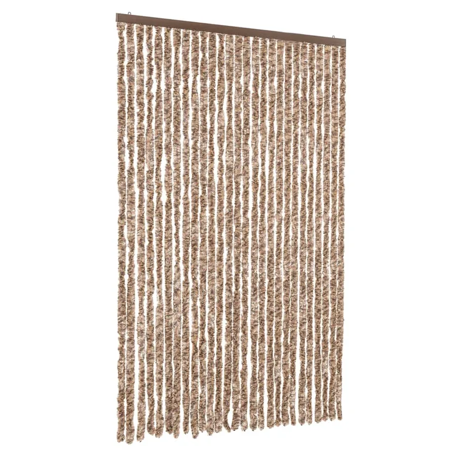 Rideau anti-mouches beige et marron foncé 118x220 cm chenille - 2