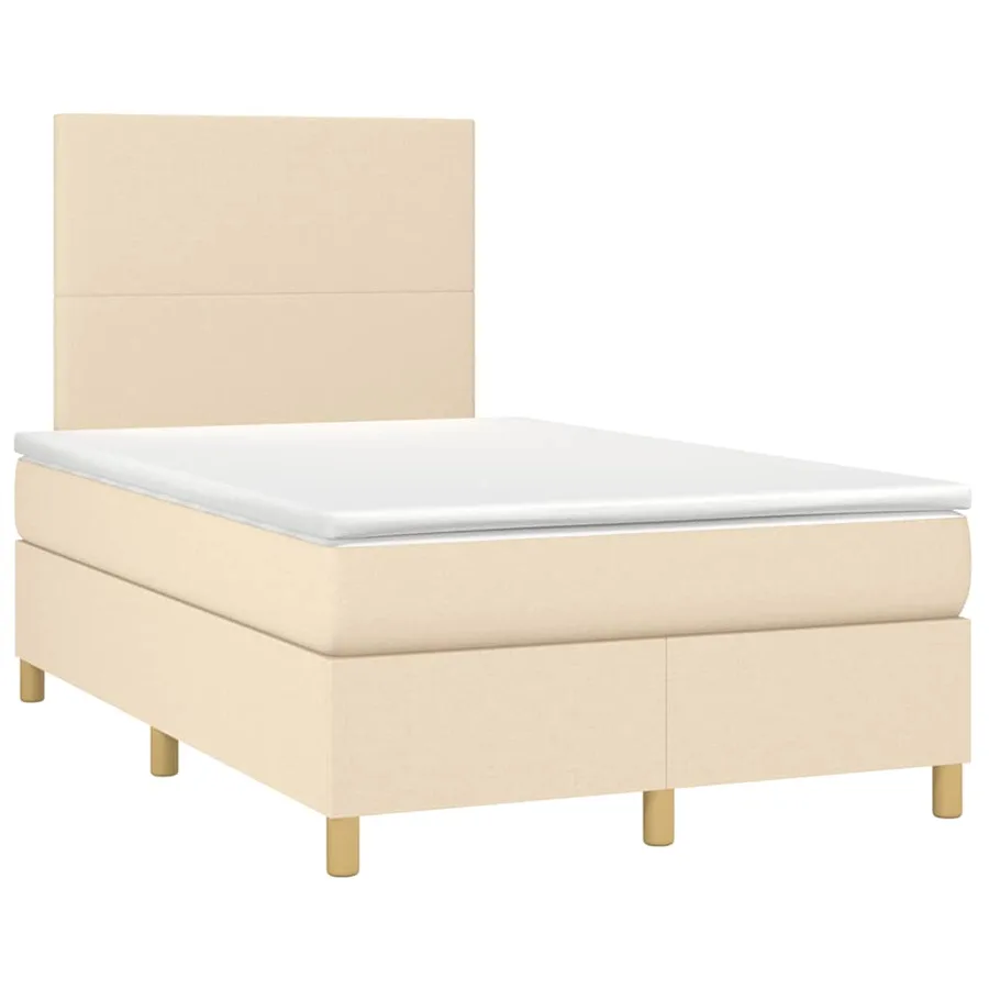 Sommier à lattes de lit matelas et LED crème 120x190 cm tissu - 3