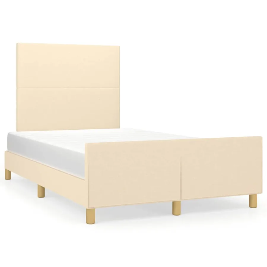 Cadre de lit sans matelas crème 120x190 cm tissu - 2