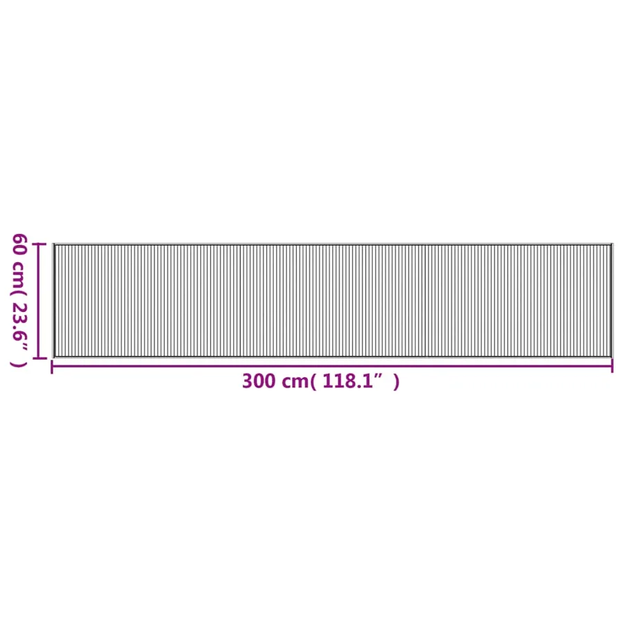 Tapis rectangulaire gris 60x300 cm bambou - 8