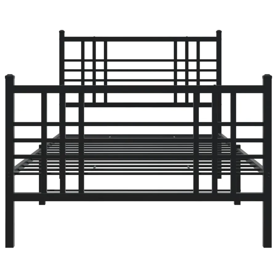Cadre de lit métal sans matelas avec pied de lit noir 90x200 cm - 4