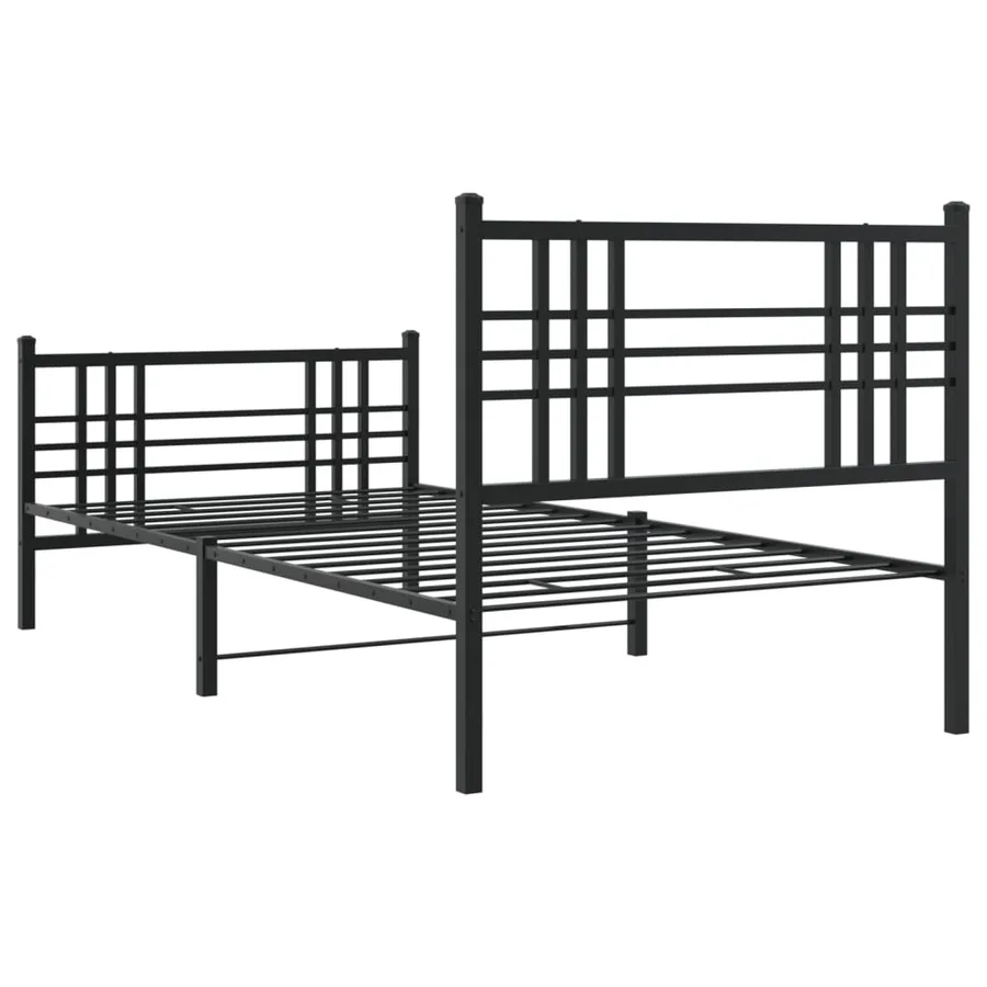 Cadre de lit métal sans matelas avec pied de lit noir 90x200 cm - 6