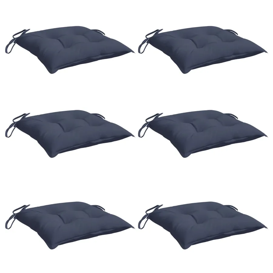 Coussins de chaise lot de 6 bleu marine 40x40x7 cm tissu oxford - 3