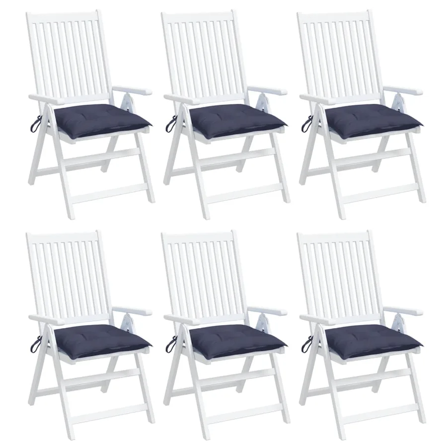 Coussins de chaise lot de 6 bleu marine 40x40x7 cm tissu oxford - 4