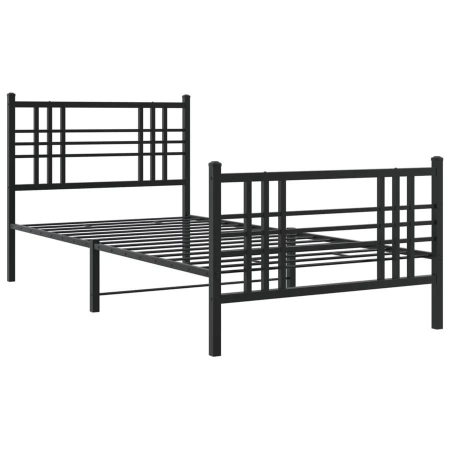 Cadre de lit métal sans matelas et pied de lit noir 100x200 cm - 3