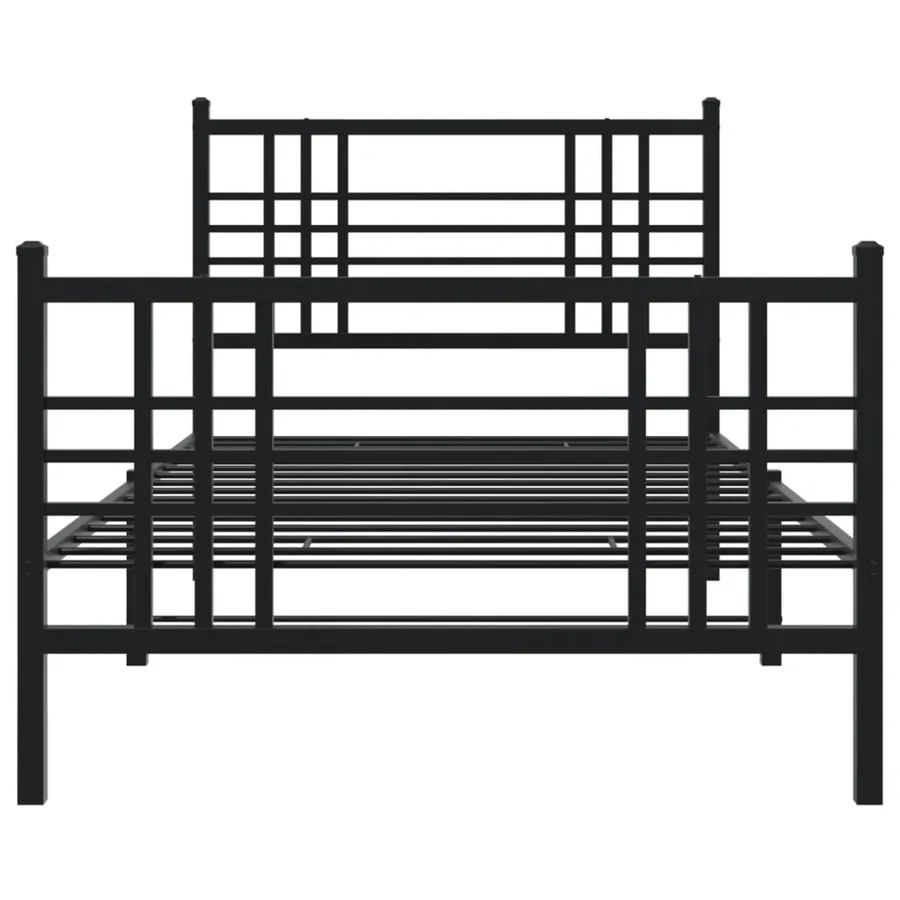 Cadre de lit métal sans matelas et pied de lit noir 100x200 cm - 4