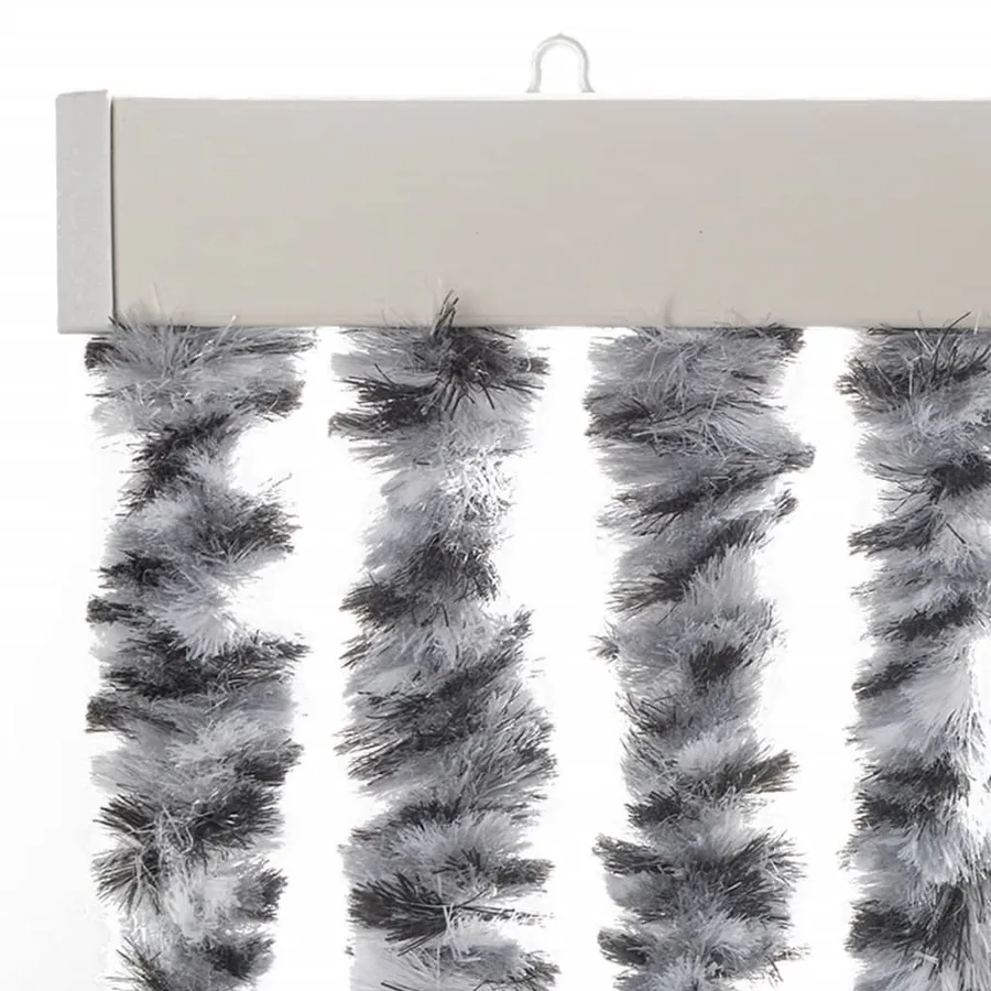 Rideau anti-mouches gris et noir et blanc 118x220 cm chenille - 4