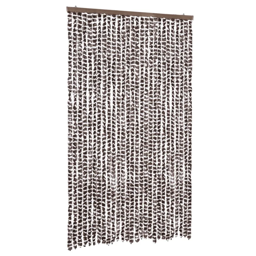 Rideau anti-mouches marron et blanc 118x220 cm chenille - 2