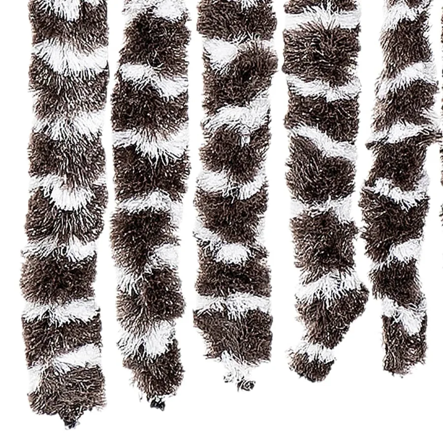 Rideau anti-mouches marron et blanc 118x220 cm chenille - 6
