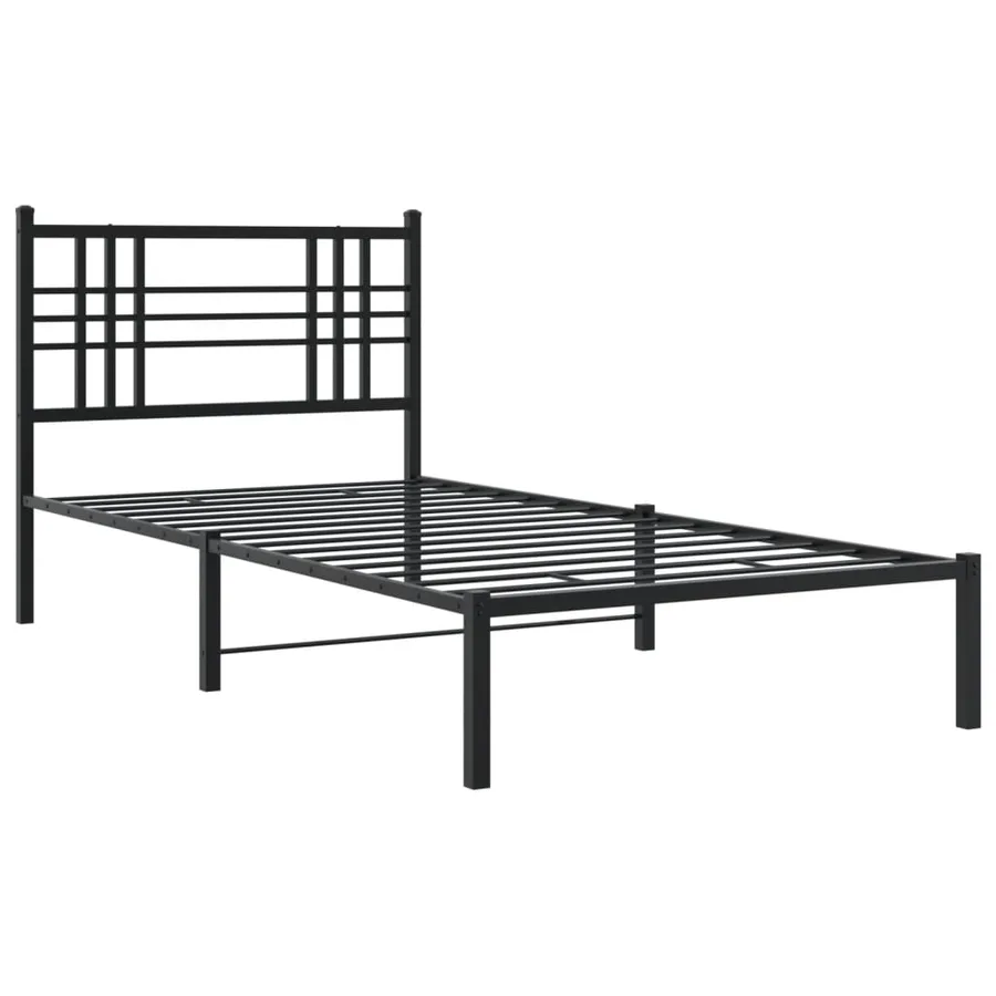 Cadre de lit métal sans matelas avec tête de lit noir 90x190 cm - 3