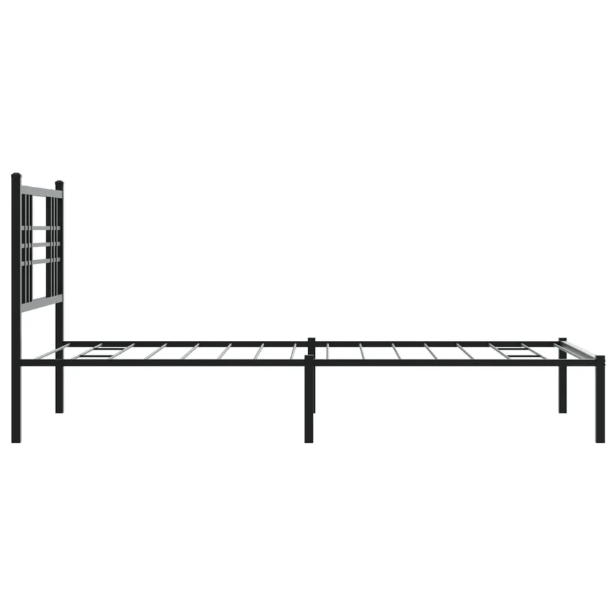 Cadre de lit métal sans matelas avec tête de lit noir 90x190 cm - 5
