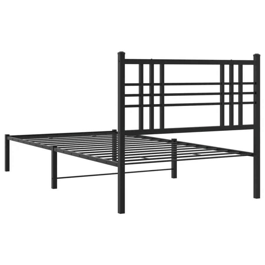 Cadre de lit métal sans matelas avec tête de lit noir 90x190 cm - 6