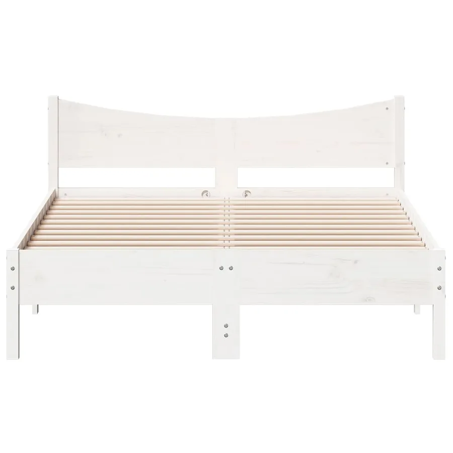 Cadre de lit sans matelas blanc 140x190 cm bois de pin massif - 4