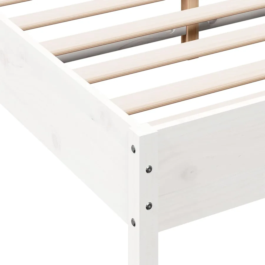 Cadre de lit sans matelas blanc 140x190 cm bois de pin massif - 7