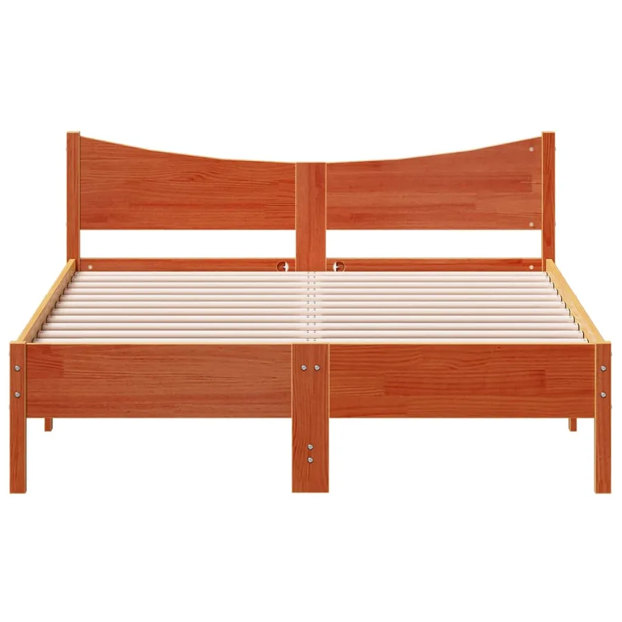 Cadre de lit sans matelas cire marron 140x200cm bois pin massif - 4