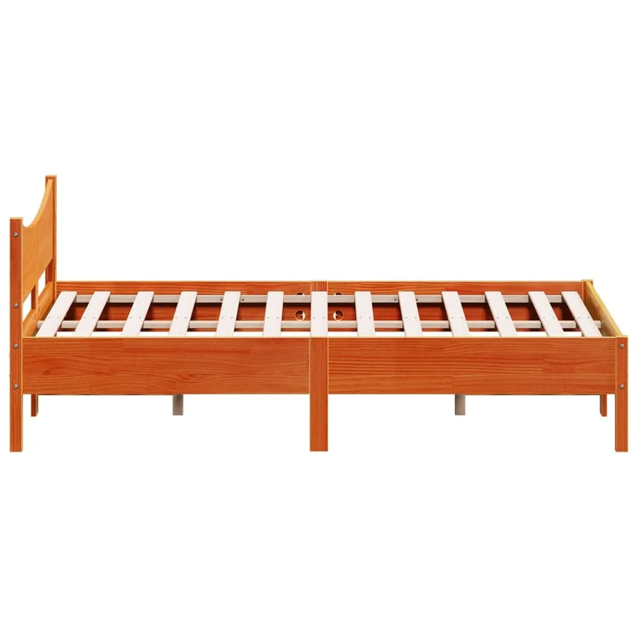 Cadre de lit sans matelas cire marron 140x200cm bois pin massif - 5