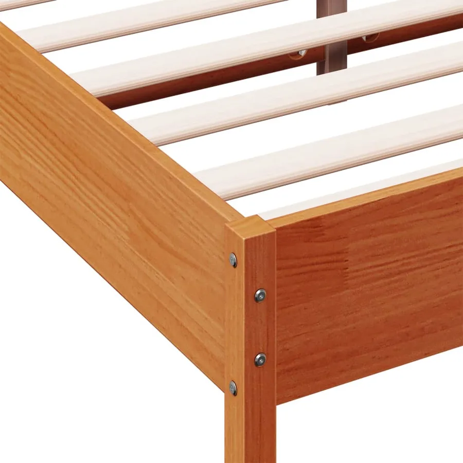 Cadre de lit sans matelas cire marron 140x200cm bois pin massif - 7