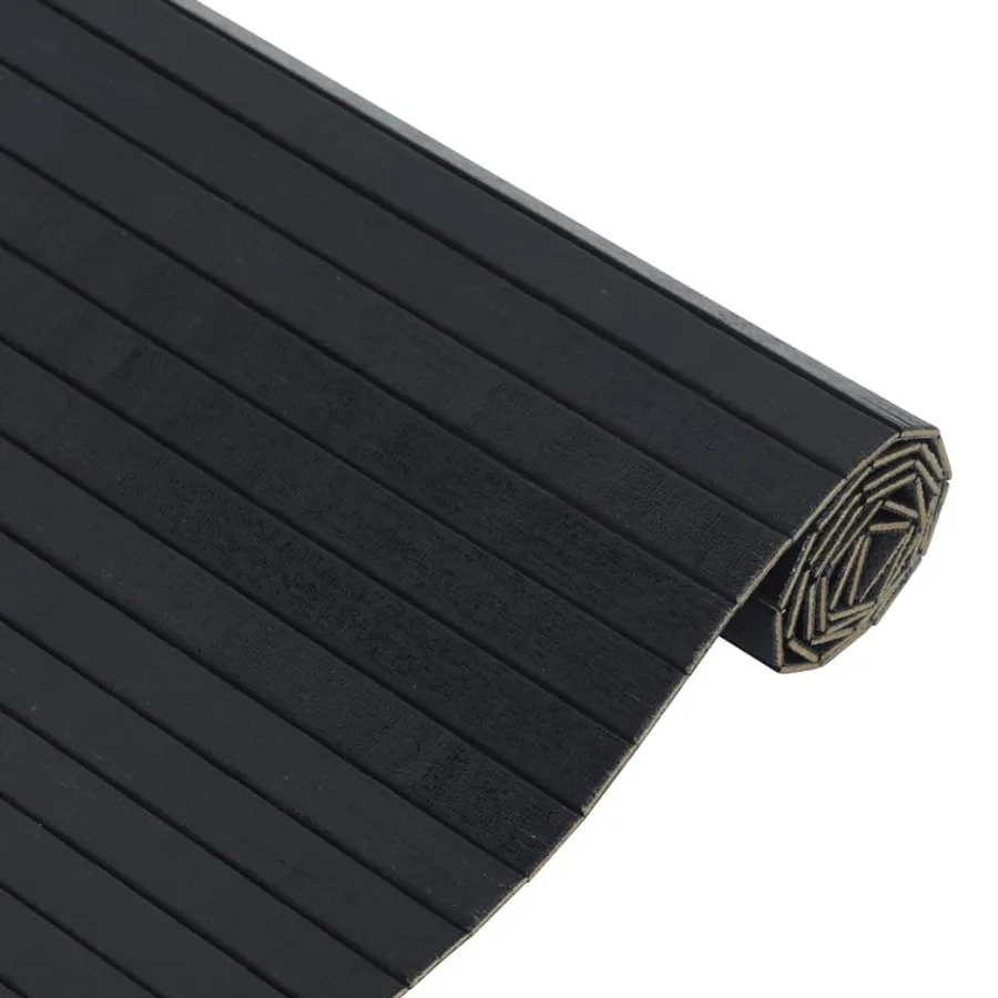 Tapis rectangulaire noir 100x300 cm bambou - 4