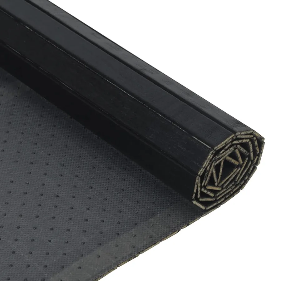 Tapis rectangulaire noir 100x300 cm bambou - 5