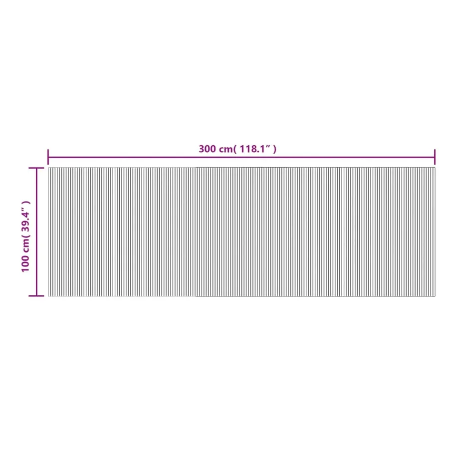 Tapis rectangulaire noir 100x300 cm bambou - 8