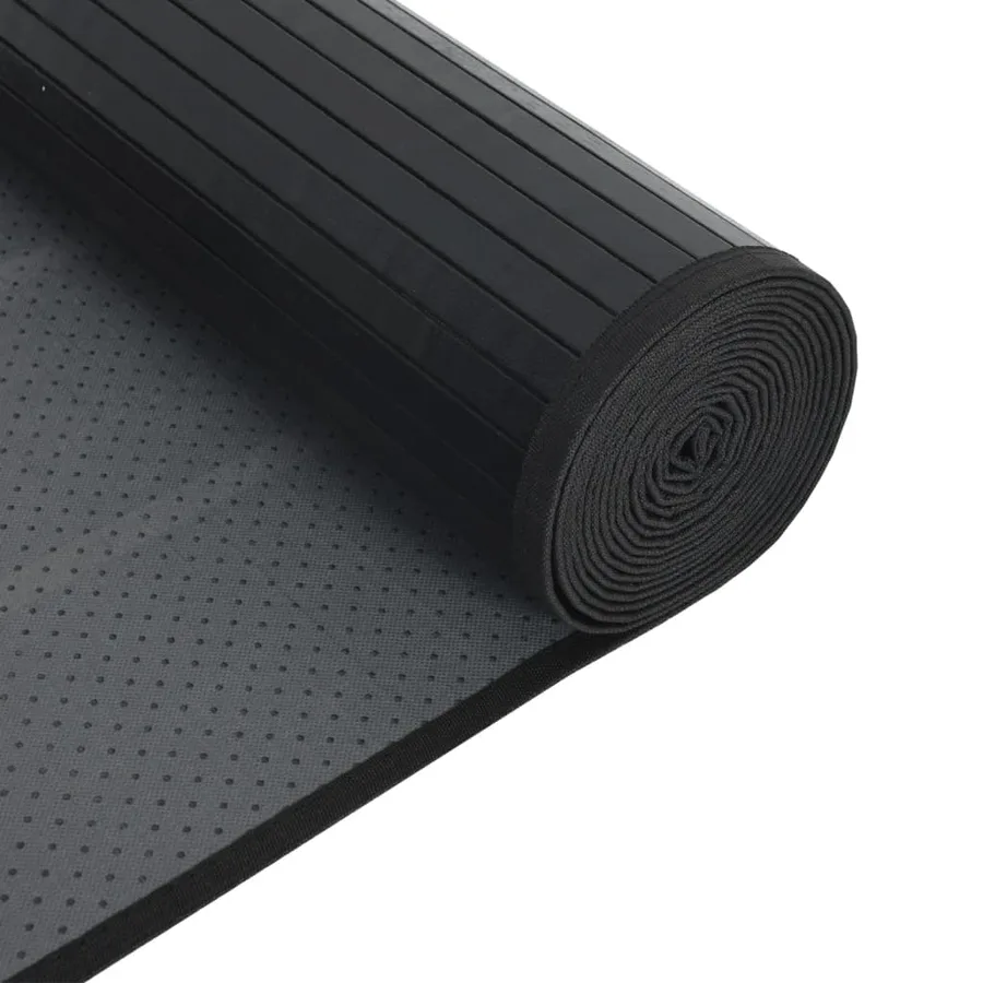 Tapis rectangulaire noir 60x500 cm bambou - 5
