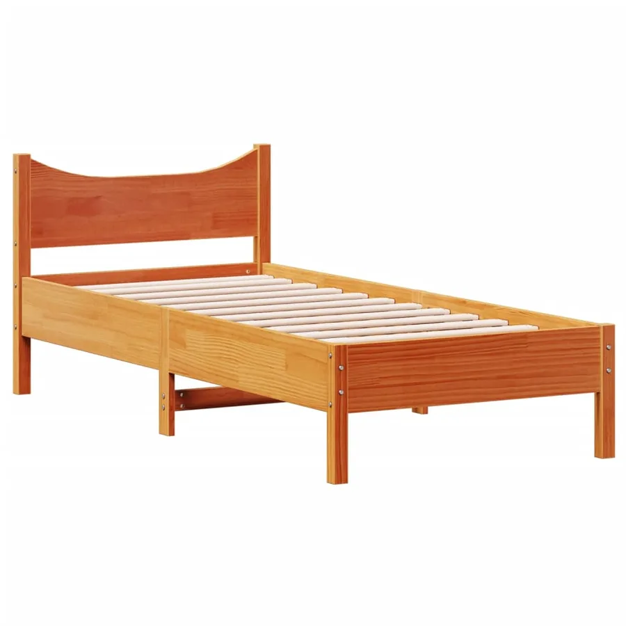 Cadre de lit sans matelas cire marron 90x200 cm bois pin massif - 3