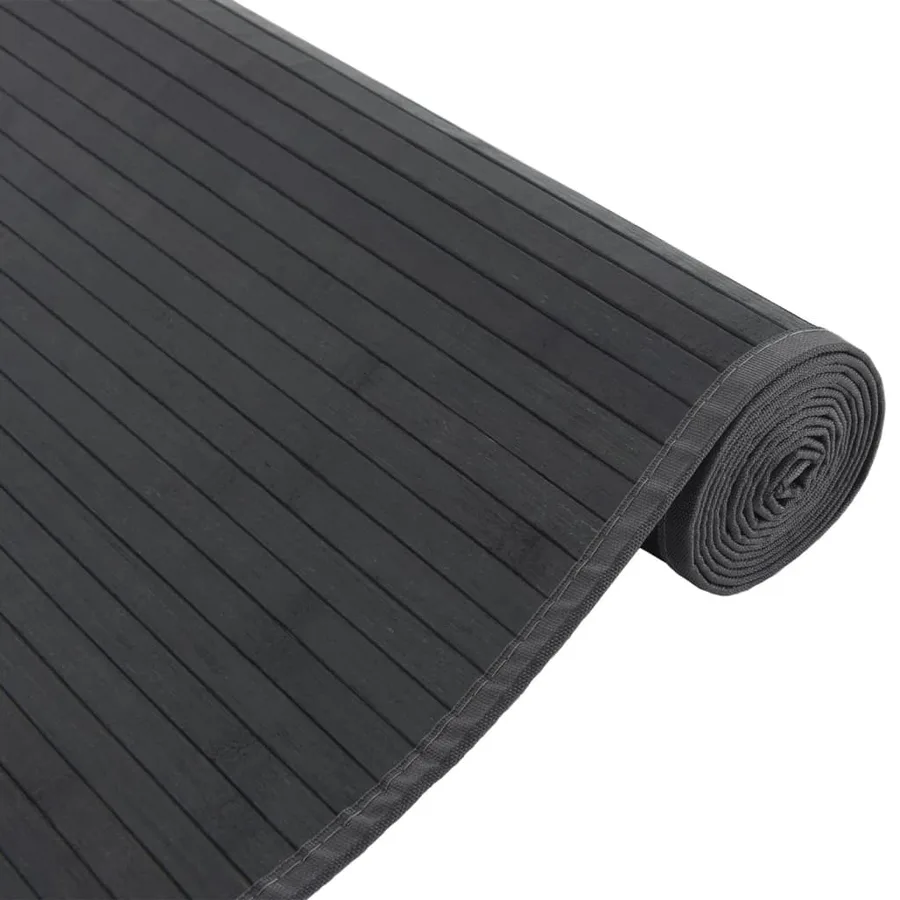 Tapis rectangulaire gris 80x1000 cm bambou - 4