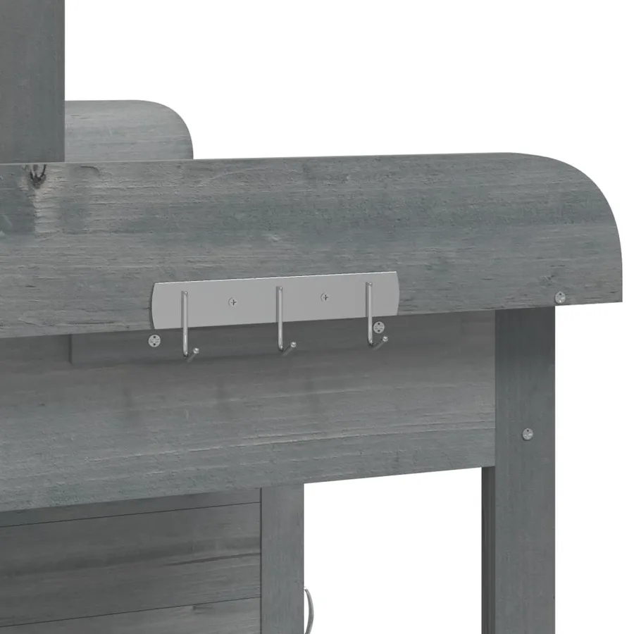Table de rempotage avec armoire gris bois massif de sapin - 10