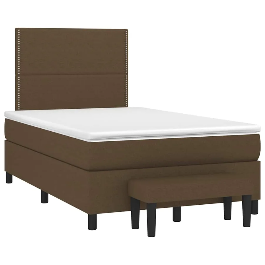 Sommier à lattes de lit et matelas marron foncé 120x190cm tissu - 2