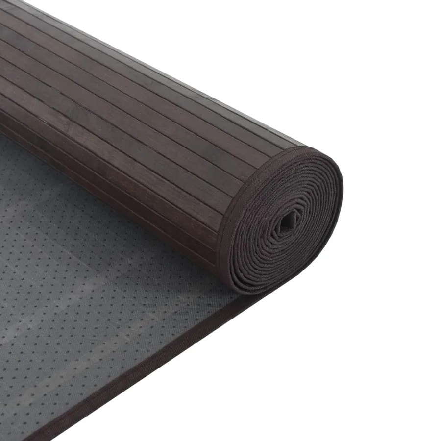Tapis rectangulaire marron foncé 70x1000 cm bambou - 5