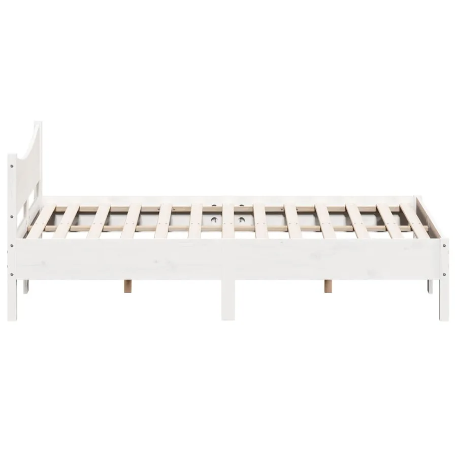 Cadre de lit sans matelas blanc 160x200 cm bois de pin massif - 5