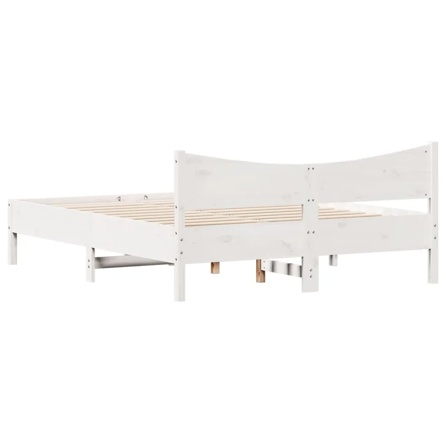 Cadre de lit sans matelas blanc 160x200 cm bois de pin massif - 6