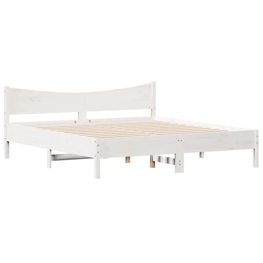 Cadre de lit sans matelas blanc 200x200 cm bois massif de pin - 3