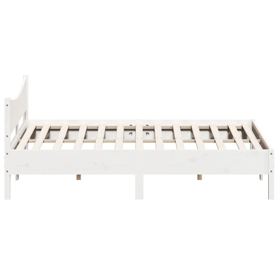 Cadre de lit sans matelas blanc 200x200 cm bois massif de pin - 5
