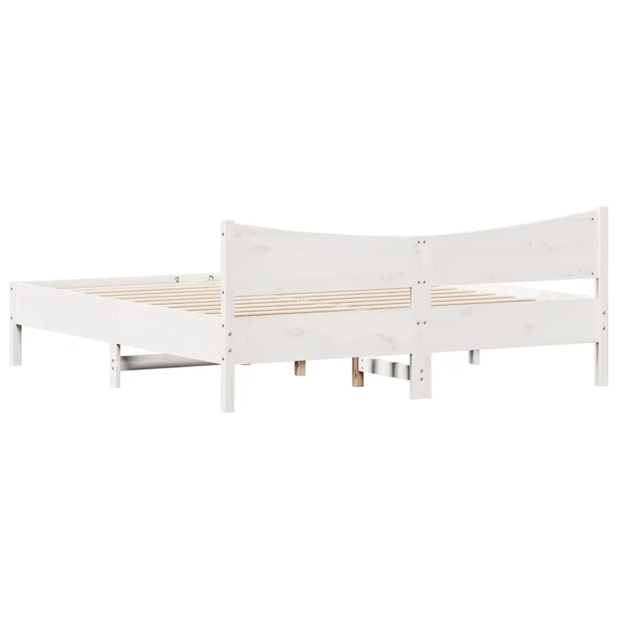 Cadre de lit sans matelas blanc 200x200 cm bois massif de pin - 6