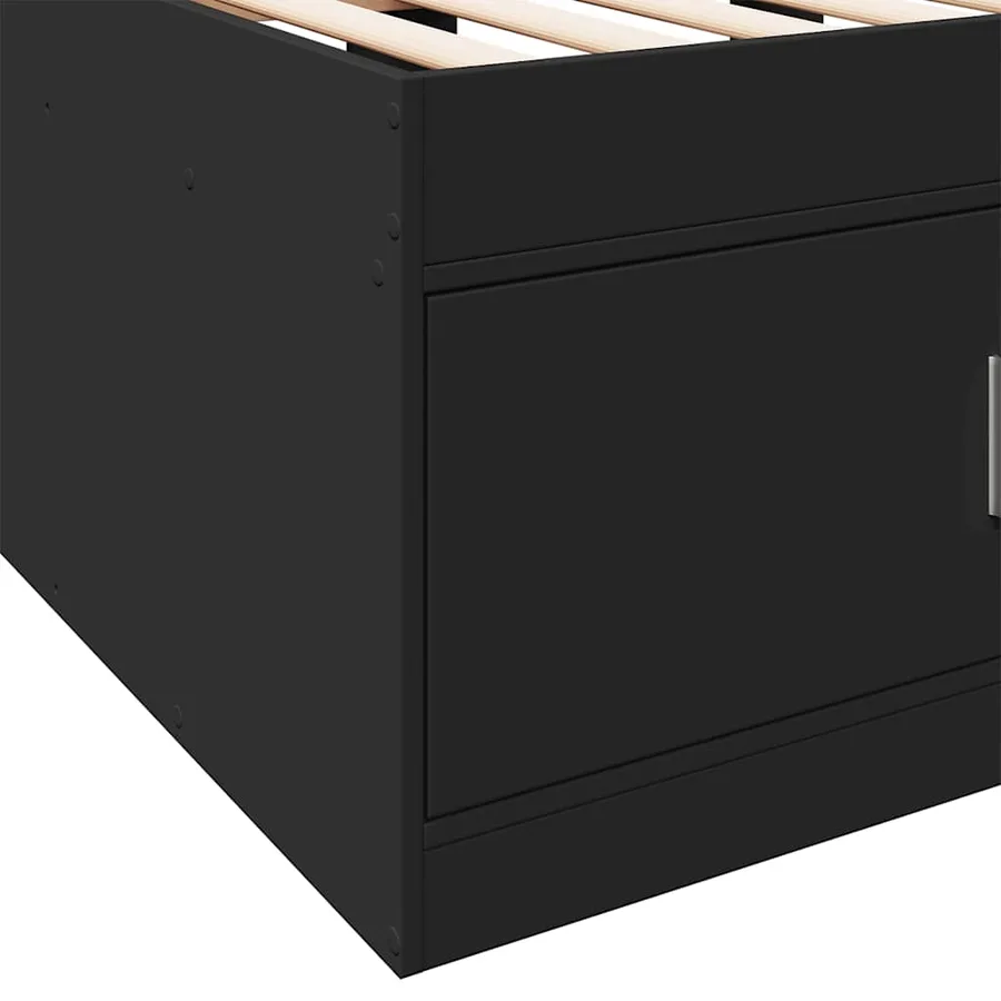Lit de jour avec tiroirs sans matelas noir 100x200 cm - 8