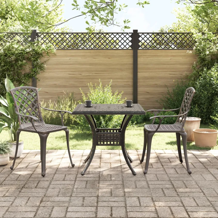 Ensemble de bistrot 3 pcs bronze aluminium coulé