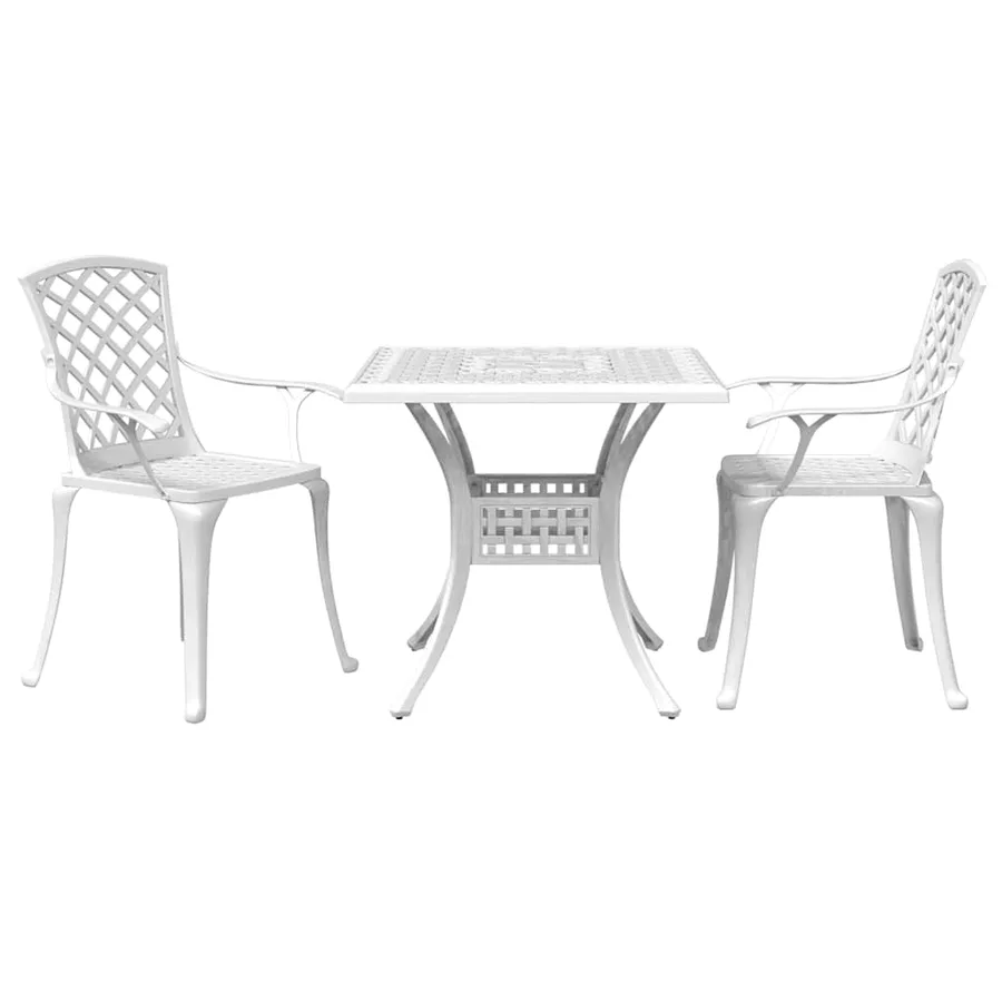 Ensemble de bistro 3 pcs blanc aluminium coulé - 2