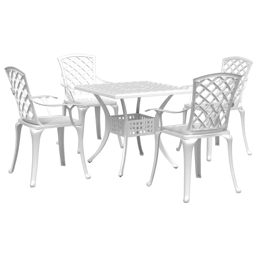 Ensemble à manger de jardin 5 pcs blanc aluminium coulé - 2