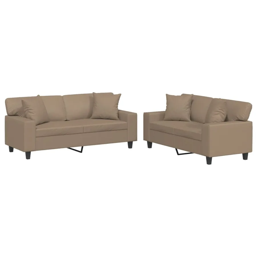 Ensemble de canapés 2 pcs avec coussins cappuccino similicuir - 2