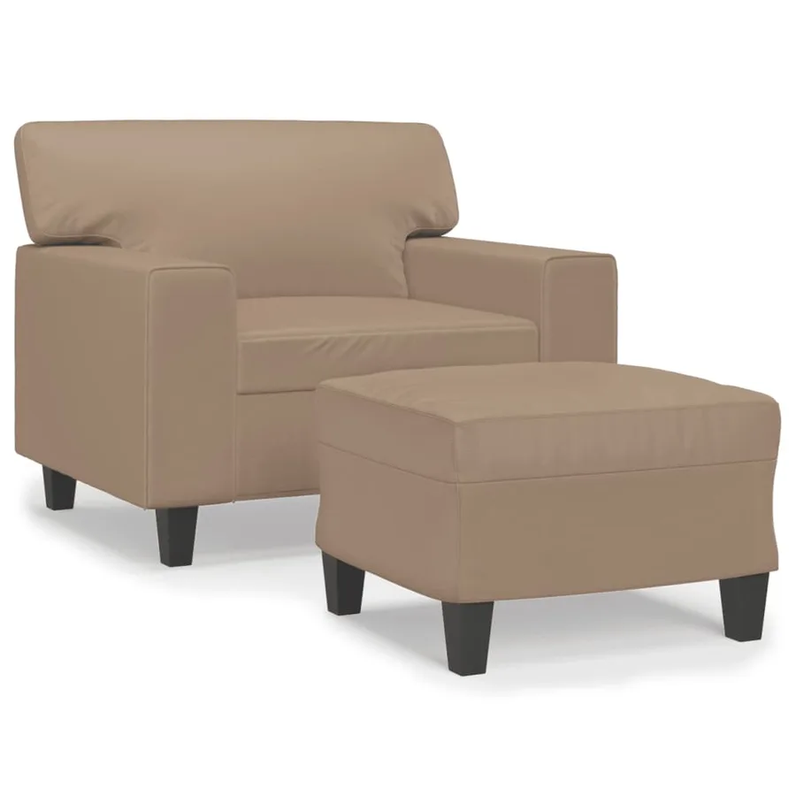 Fauteuil avec repose-pied Cappuccino 60 cm Similicuir - 2