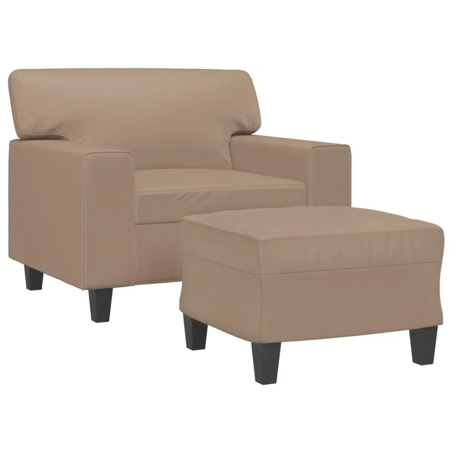Fauteuil avec repose-pied Cappuccino 60 cm Similicuir - 3