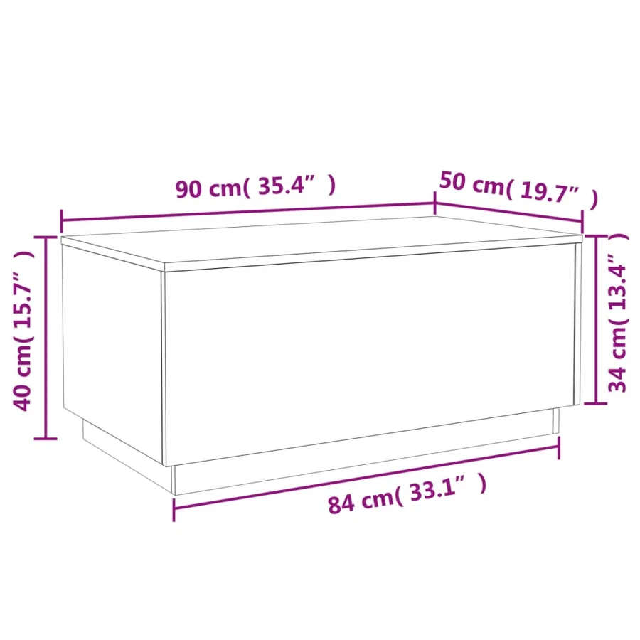Table basse avec lumières LED chêne sonoma 90x50x40 cm - 15