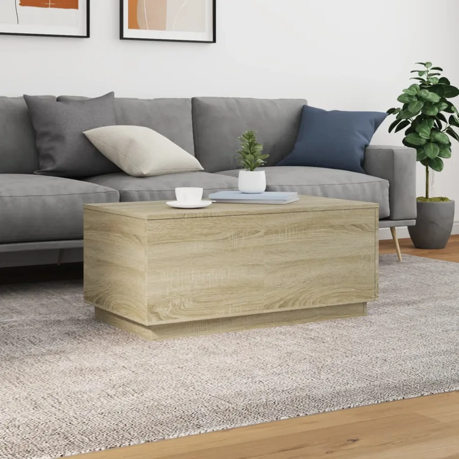 Table basse avec lumières LED chêne sonoma 90x50x40 cm - 4