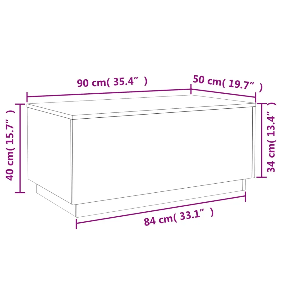 Table basse avec lumières LED blanc 90x50x40 cm - 15
