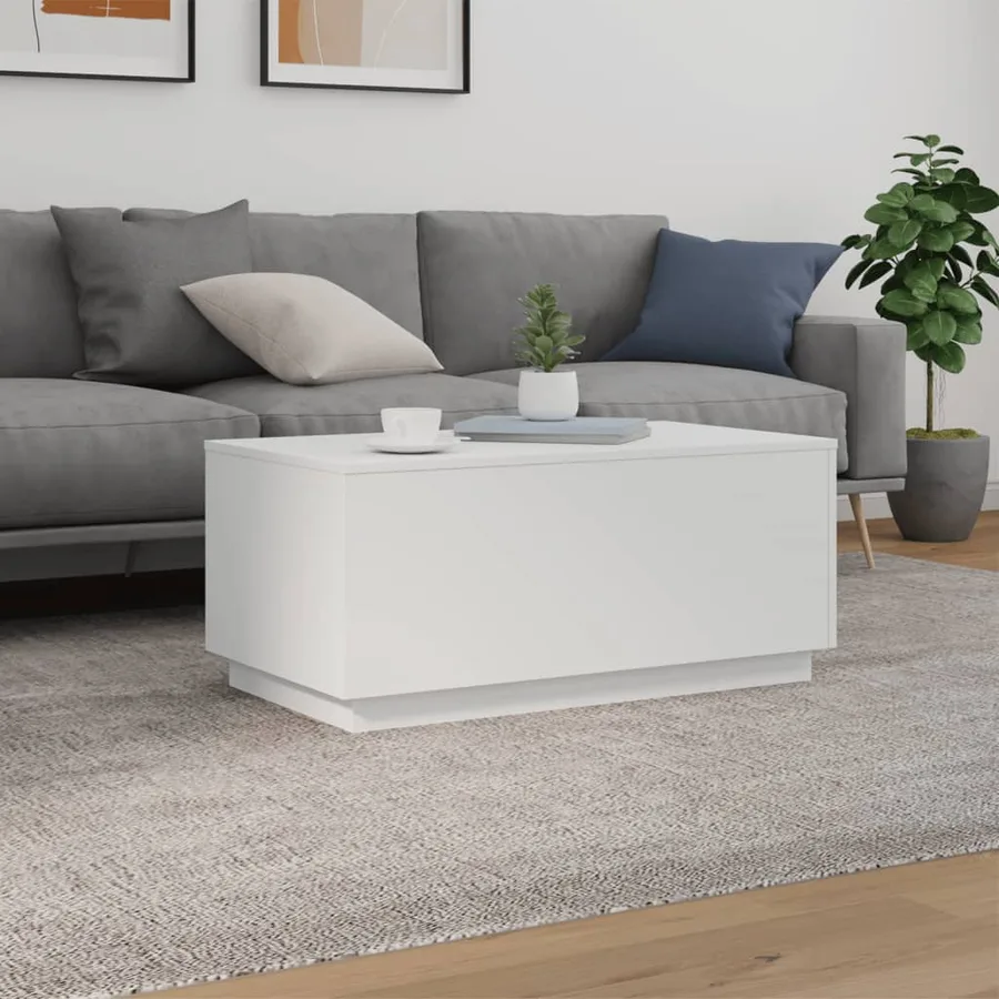 Table basse avec lumières LED blanc 90x50x40 cm - 4