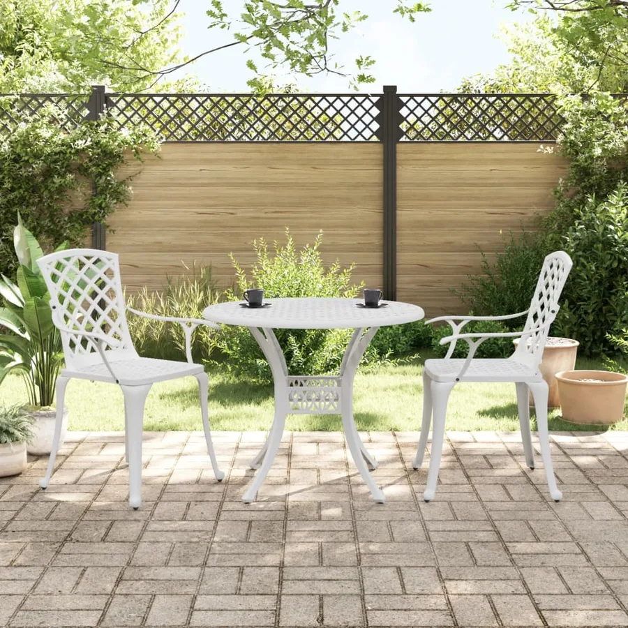 Ensemble de bistro 3 pcs blanc aluminium coulé - 2