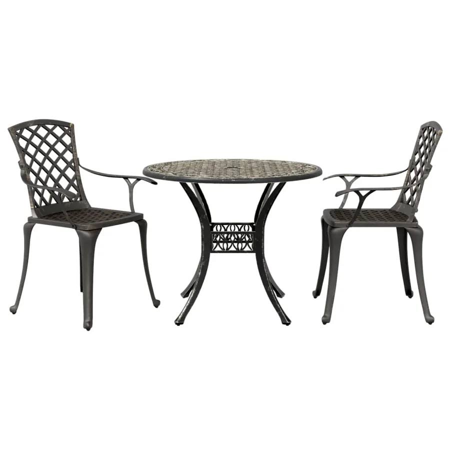 Ensemble de bistrot 3 pcs bronze aluminium coulé