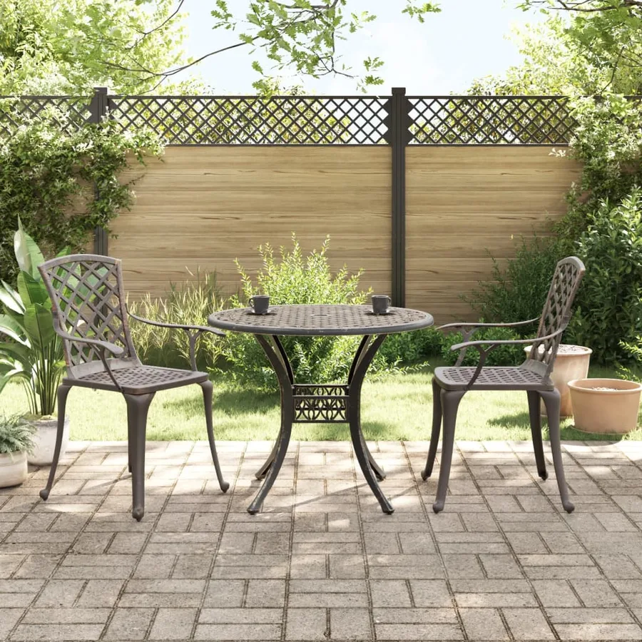 Ensemble de bistrot 3 pcs bronze aluminium coulé - 2