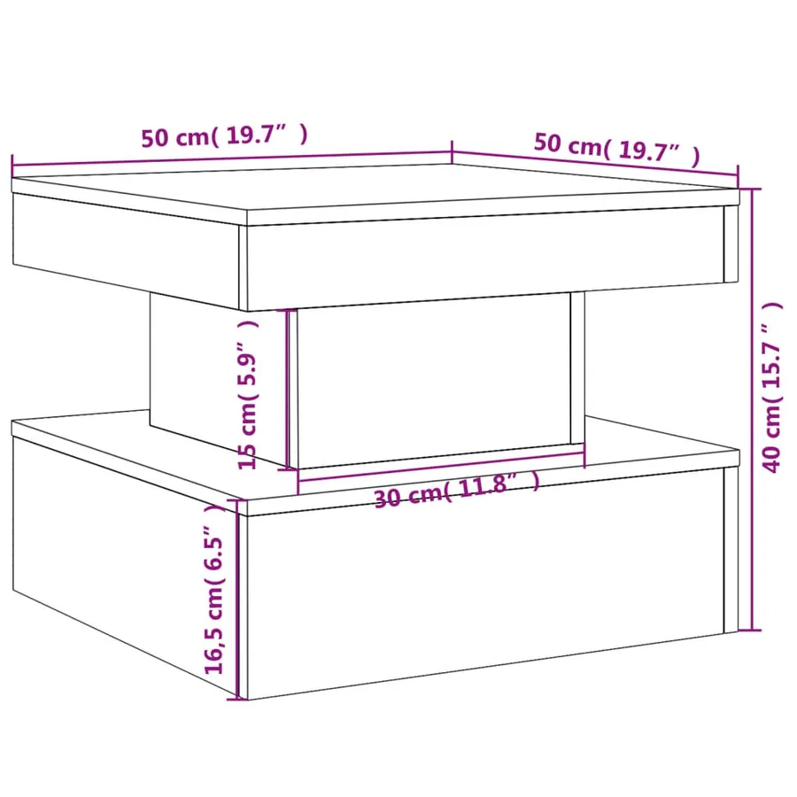 Table basse avec lumières LED blanc 50x50x40 cm - 16